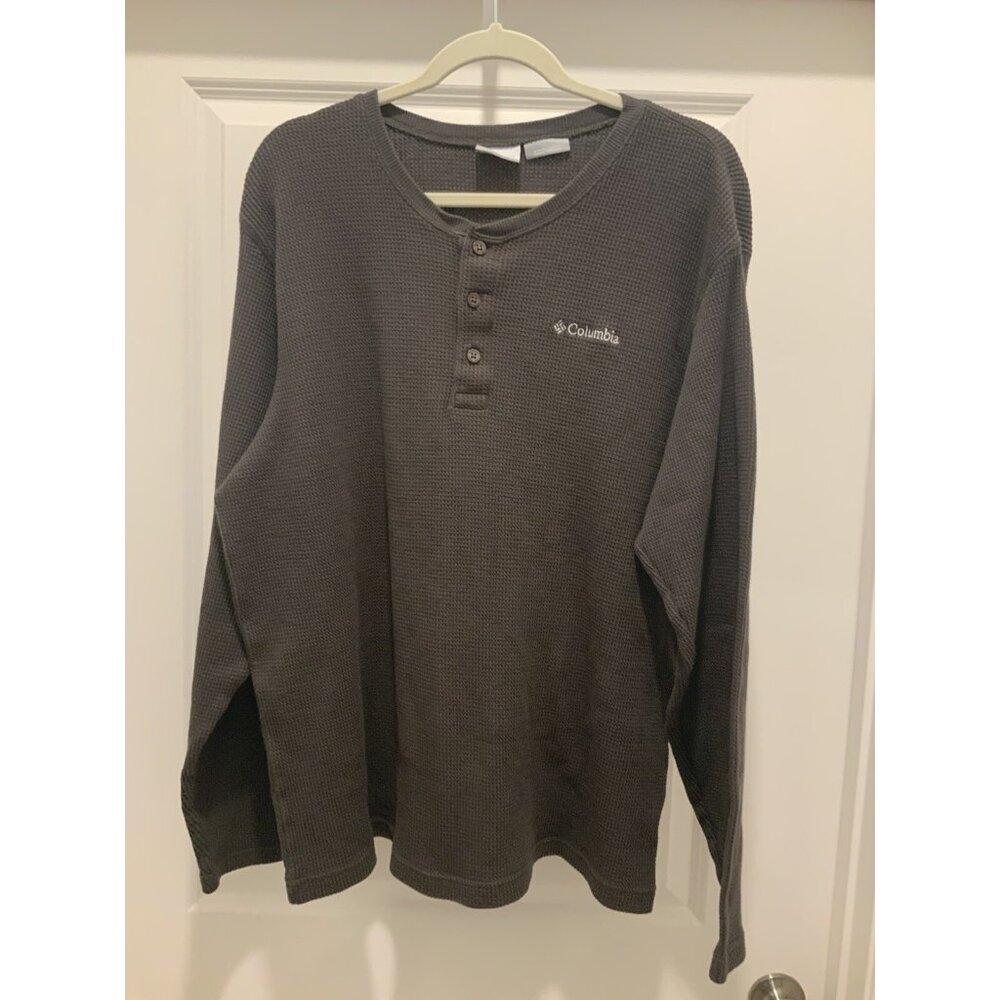 Columbia Shirt Large Men's Brown Waffle Textured Long Sleeve